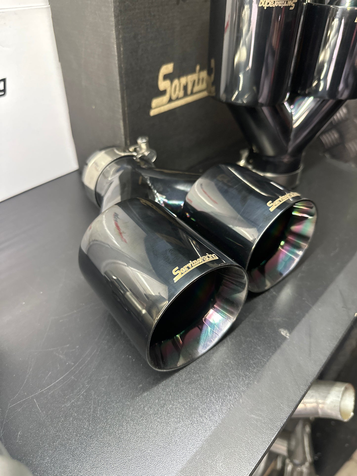 COPPIA DI TERMINALI INOX 90mm black edition