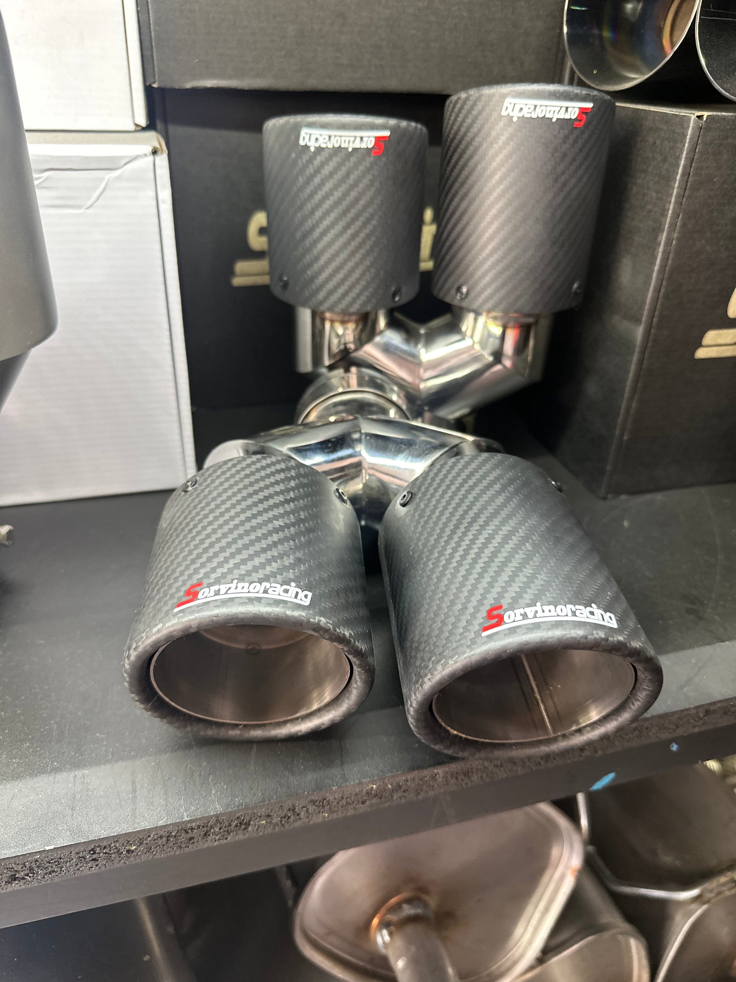 COPPIA TERMINALE DOPPIO IN CARBONIO 90mm DX - SX
